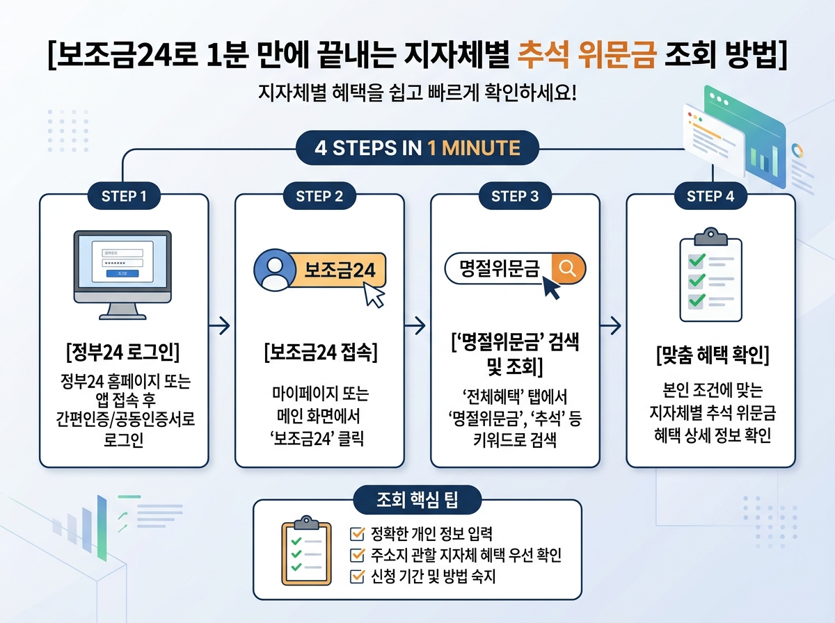 보조금24로 1분 만에 끝내는 지자체별 추석 위문금 조회 방법 설명 이미지