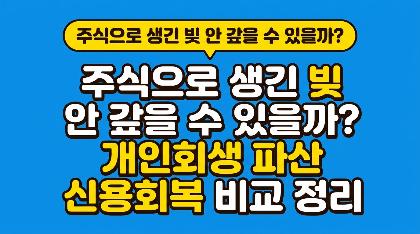 주식으로 생긴 빚 안 갚을 수 있을까? 개인회생 파산 신용회복 비교 정리 대표 이미지
