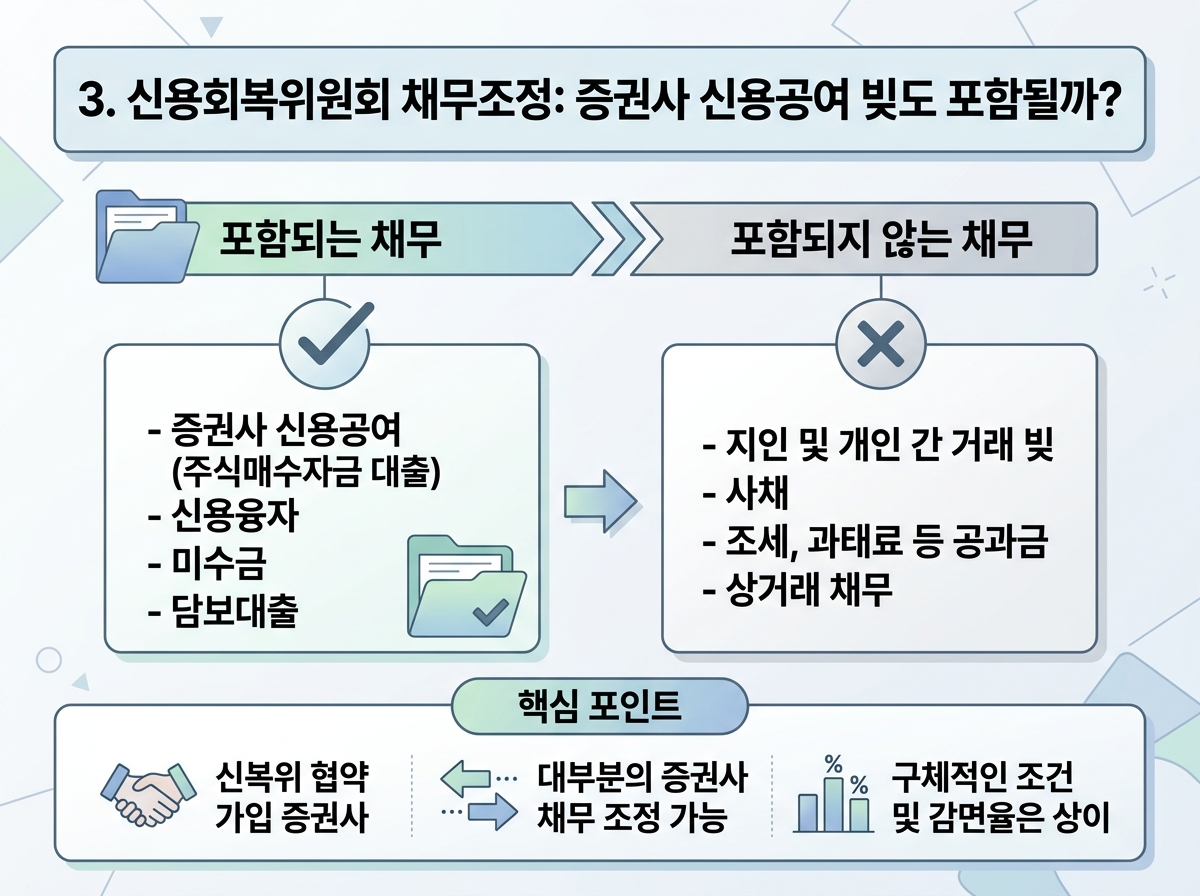 3. 신용회복위원회 채무조정: 증권사 신용공여 빚도 포함될까? 설명 이미지