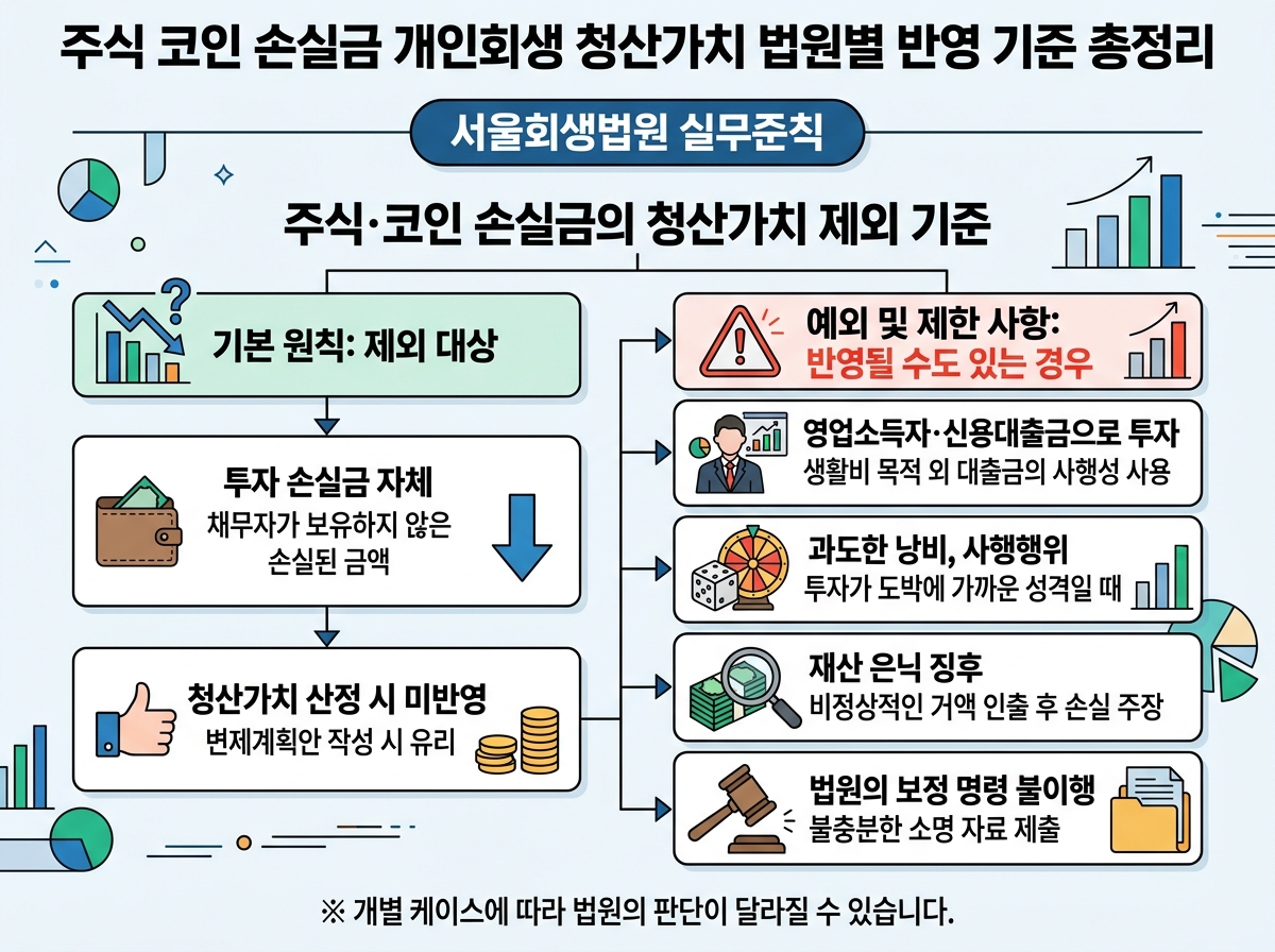 서울회생법원 실무준칙: 손실금 청산가치 제외 기준과 예외 설명 이미지
