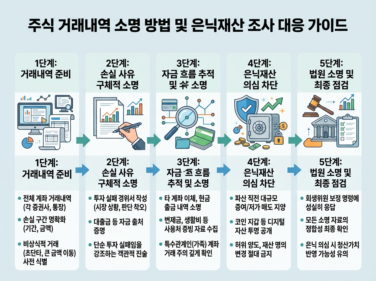 주식 거래내역 소명 방법 및 은닉재산 조사 대응 가이드 설명 이미지