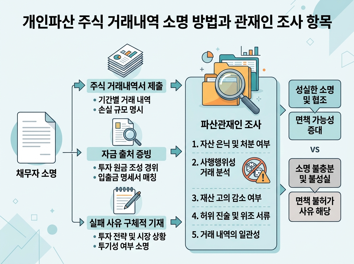 개인파산 주식 거래내역 소명 방법과 관재인 조사 항목 설명 이미지