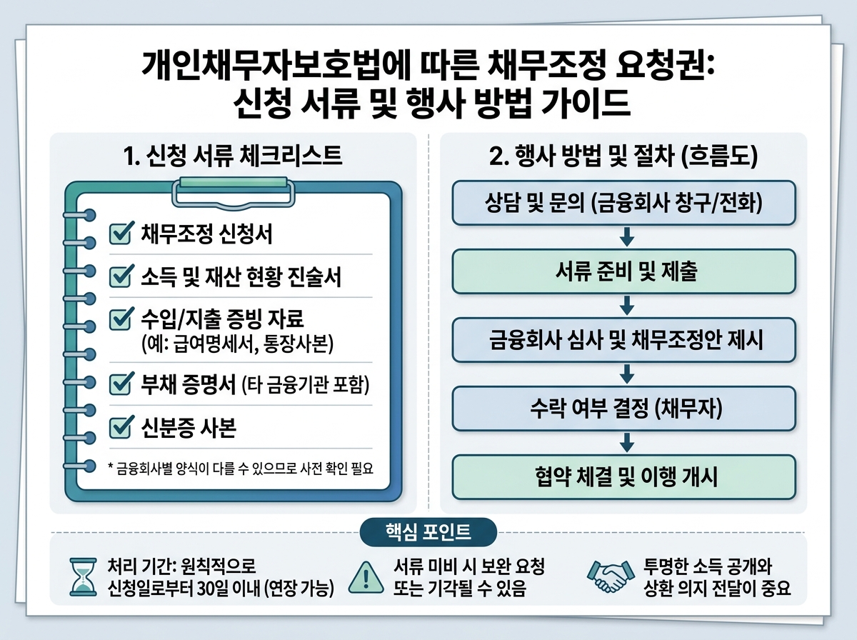 개인채무자보호법에 따른 채무조정 요청권 신청 서류 및 행사 방법 설명 이미지