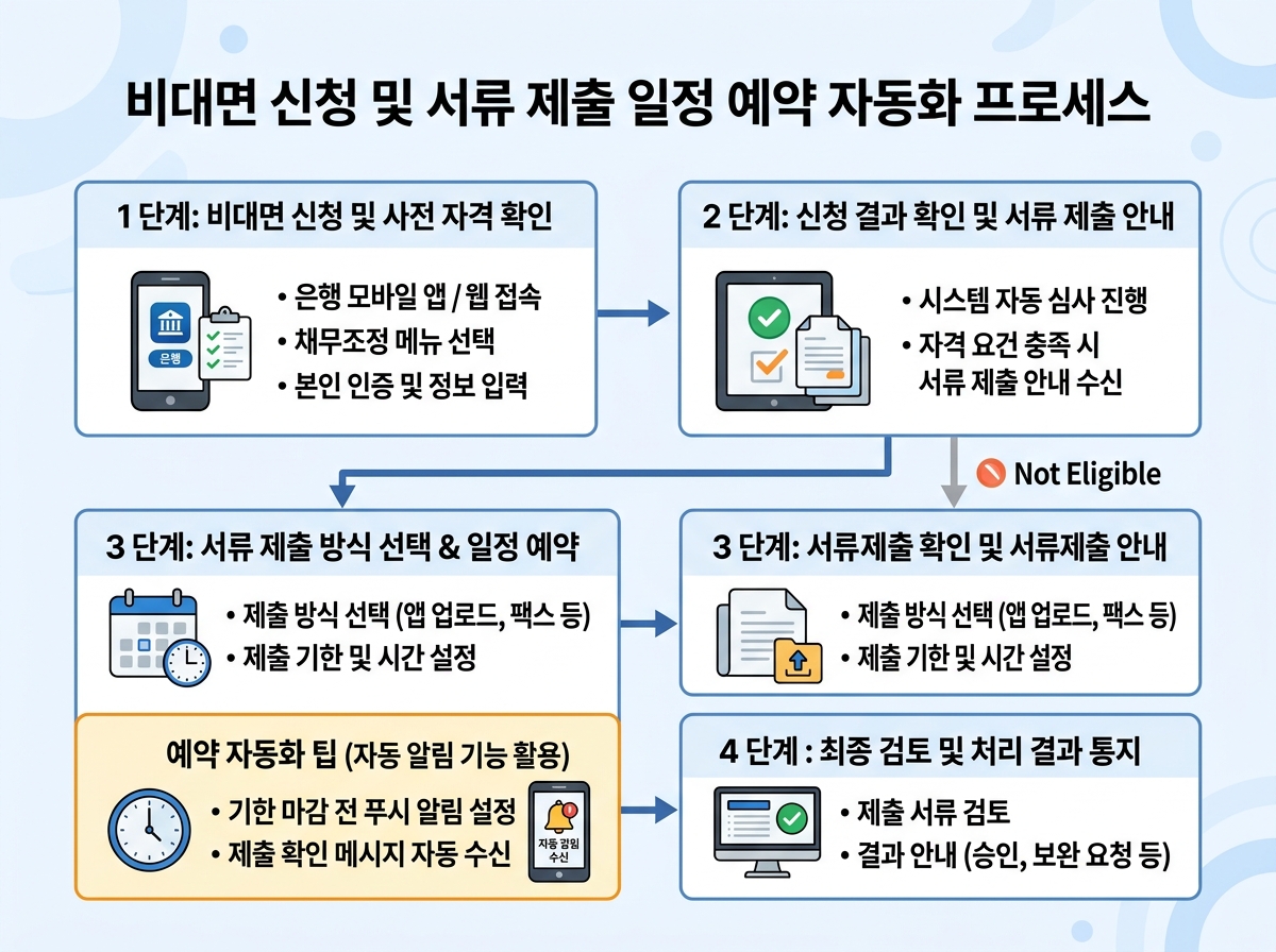 비대면 신청 방법 및 서류 제출 일정 예약 자동화 팁 설명 이미지