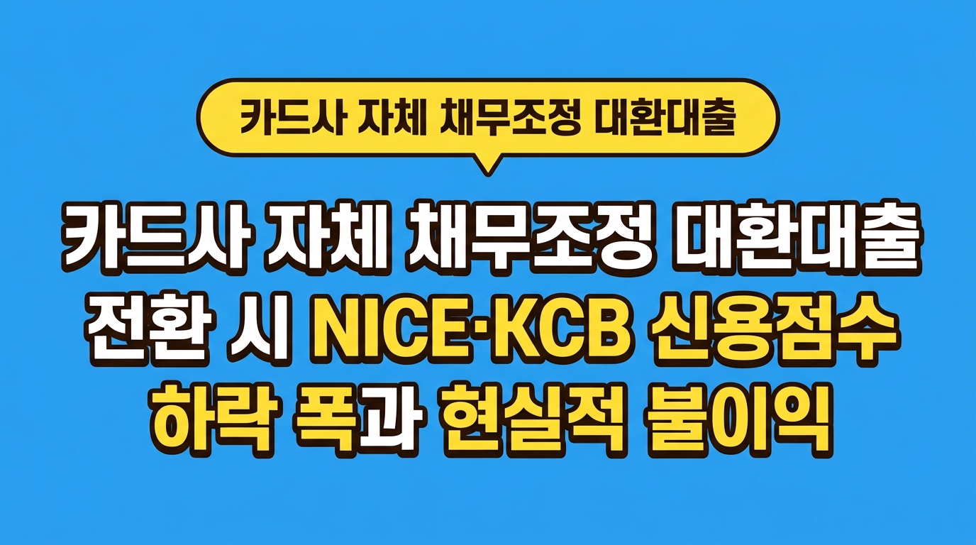 카드사 자체 채무조정 대환대출 전환 시 NICE·KCB 신용점수 하락 폭과 현실적 불이익 대표 이미지