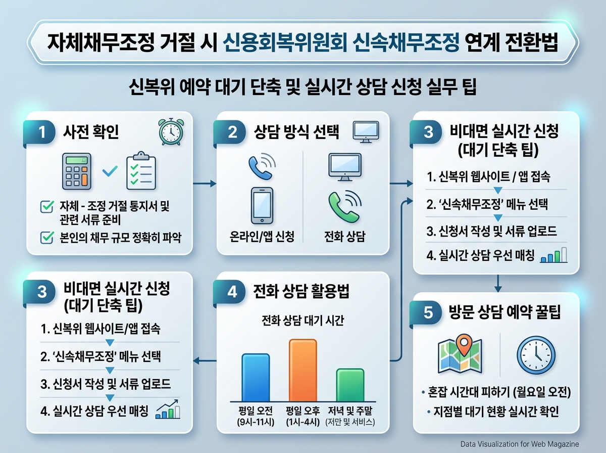 신복위 예약 대기 단축 및 실시간 상담 신청 실무 팁 설명 이미지