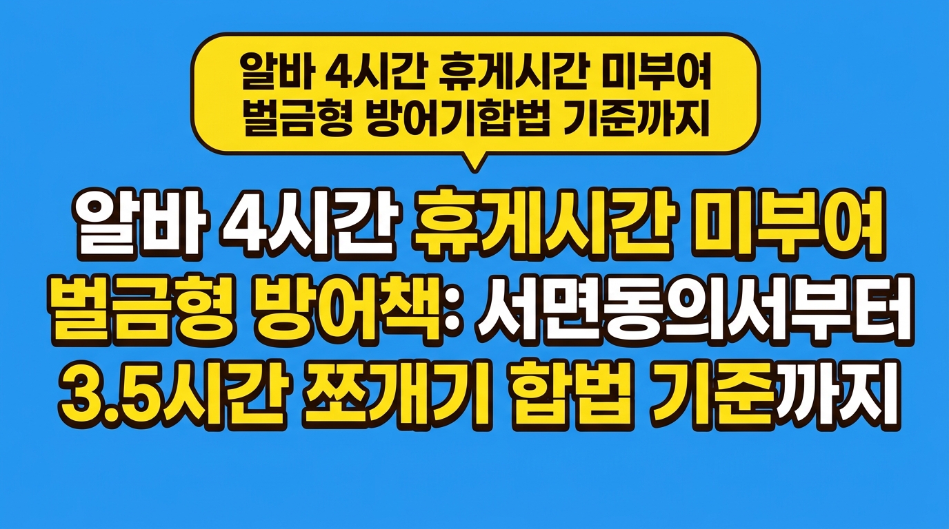 알바 4시간 휴게시간 미부여 벌금형 방어책: 서면동의서부터 3.5시간 쪼개기 합법 기준까지 대표 이미지