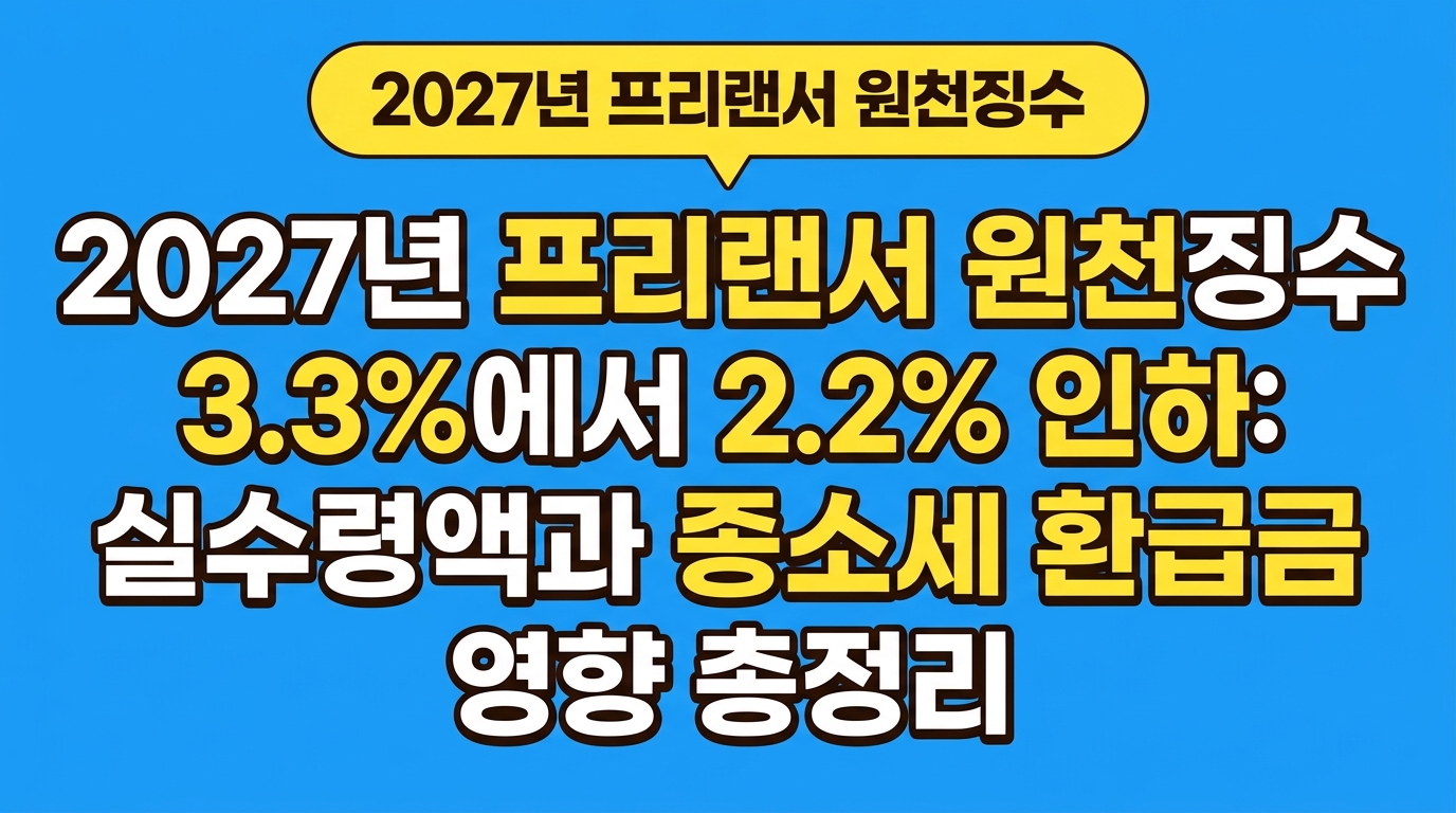 2027년 프리랜서 원천징수 3.3%에서 2.2% 인하: 실수령액과 종소세 환급금 영향 총정리 대표 이미지