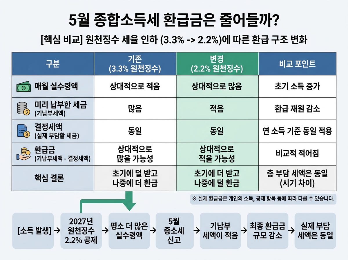 가장 중요한 핵심: 5월 종합소득세 환급금은 줄어들까? 설명 이미지