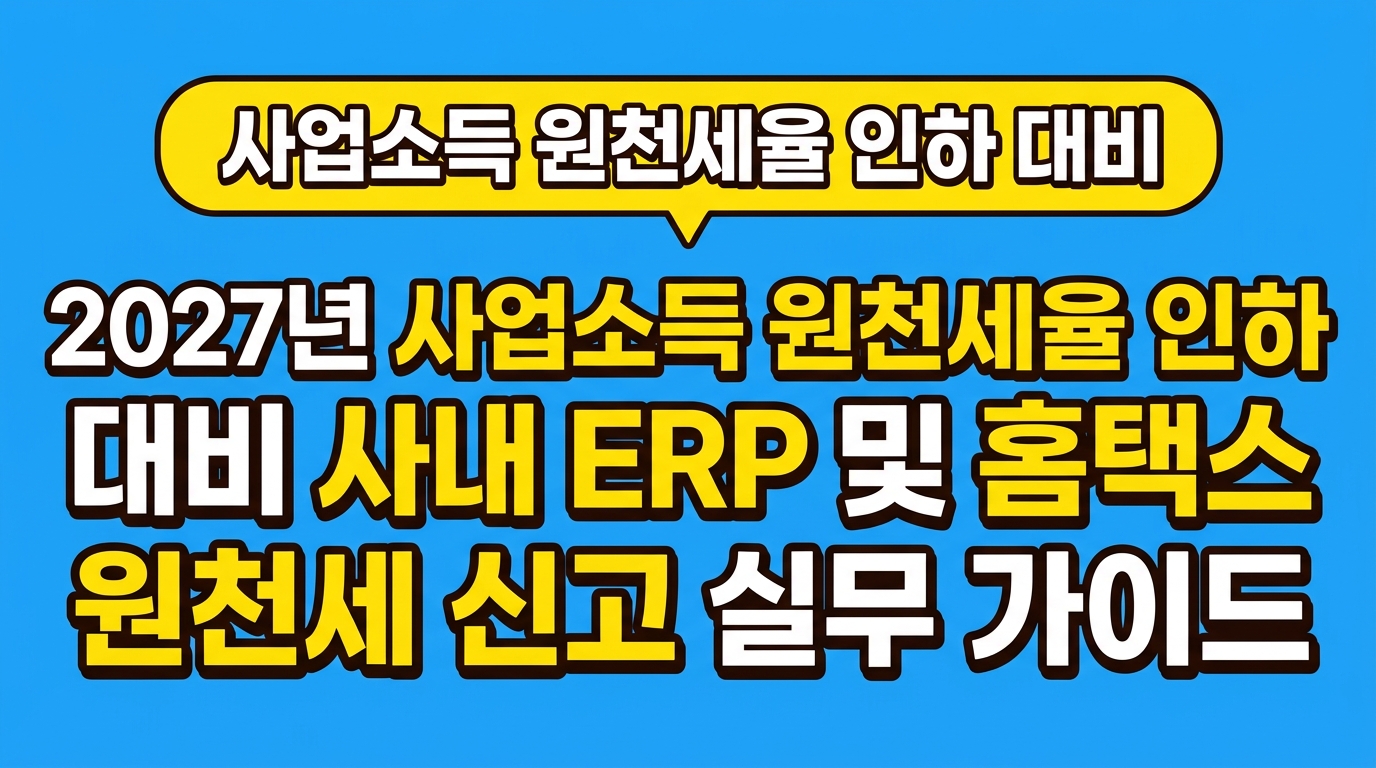 2027년 사업소득 원천세율 인하 대비 사내 ERP 및 홈택스 원천세 신고 실무 가이드 대표 이미지