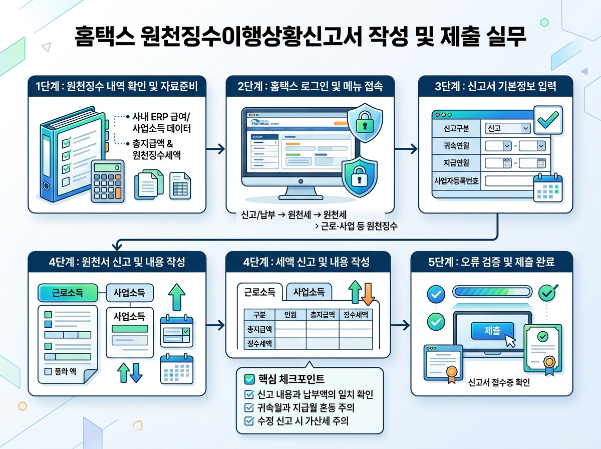 홈택스 원천징수이행상황신고서 작성 및 제출 실무 설명 이미지