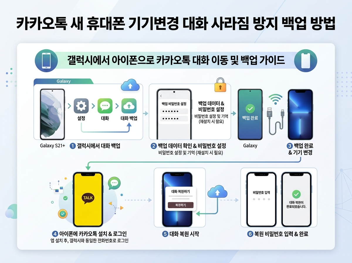 갤럭시에서 아이폰으로 카카오톡 대화 이동 및 백업 가이드 설명 이미지
