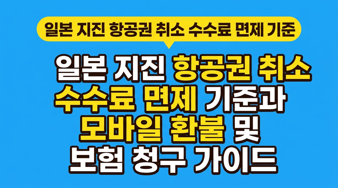 일본 지진 항공권 취소 수수료 면제 기준과 모바일 환불 및 보험 청구 가이드 대표 이미지