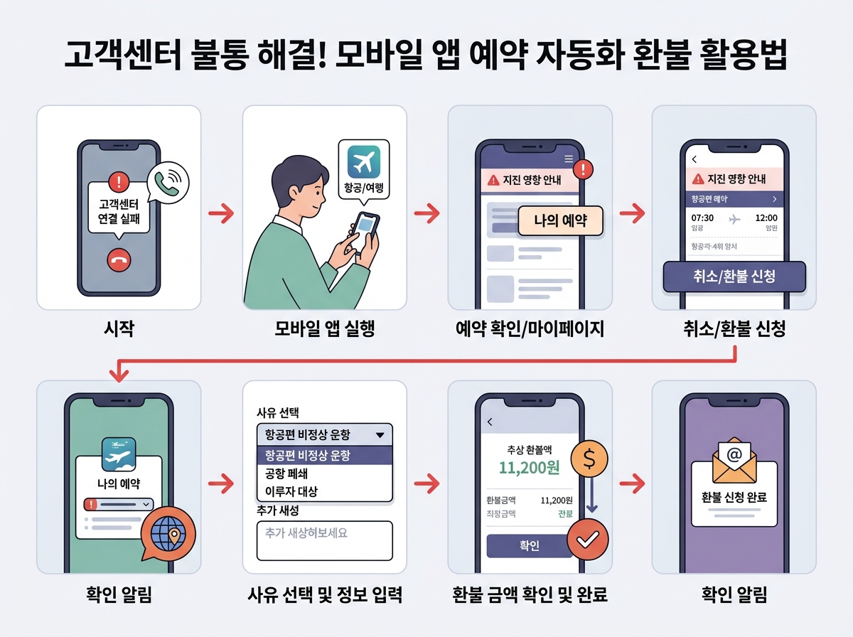 고객센터 불통 해결! 모바일 앱 예약 자동화 환불 활용법 설명 이미지