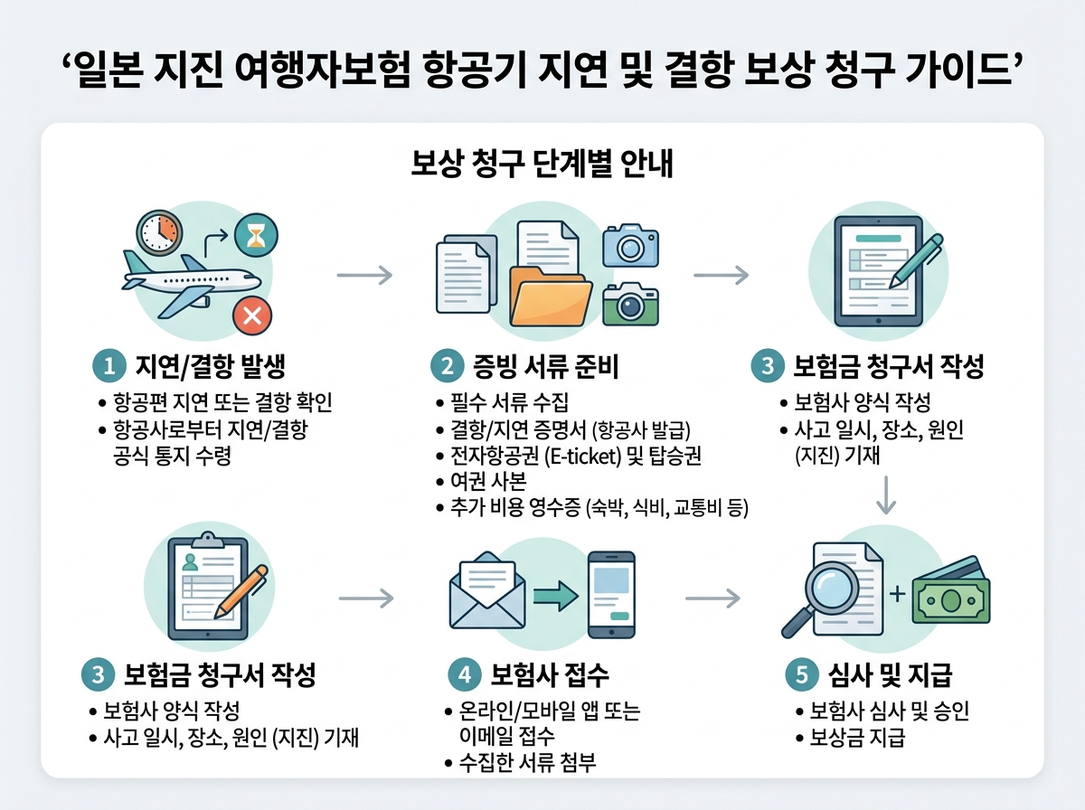 일본 지진 여행자보험 항공기 지연 및 결항 보상 청구 설명 이미지