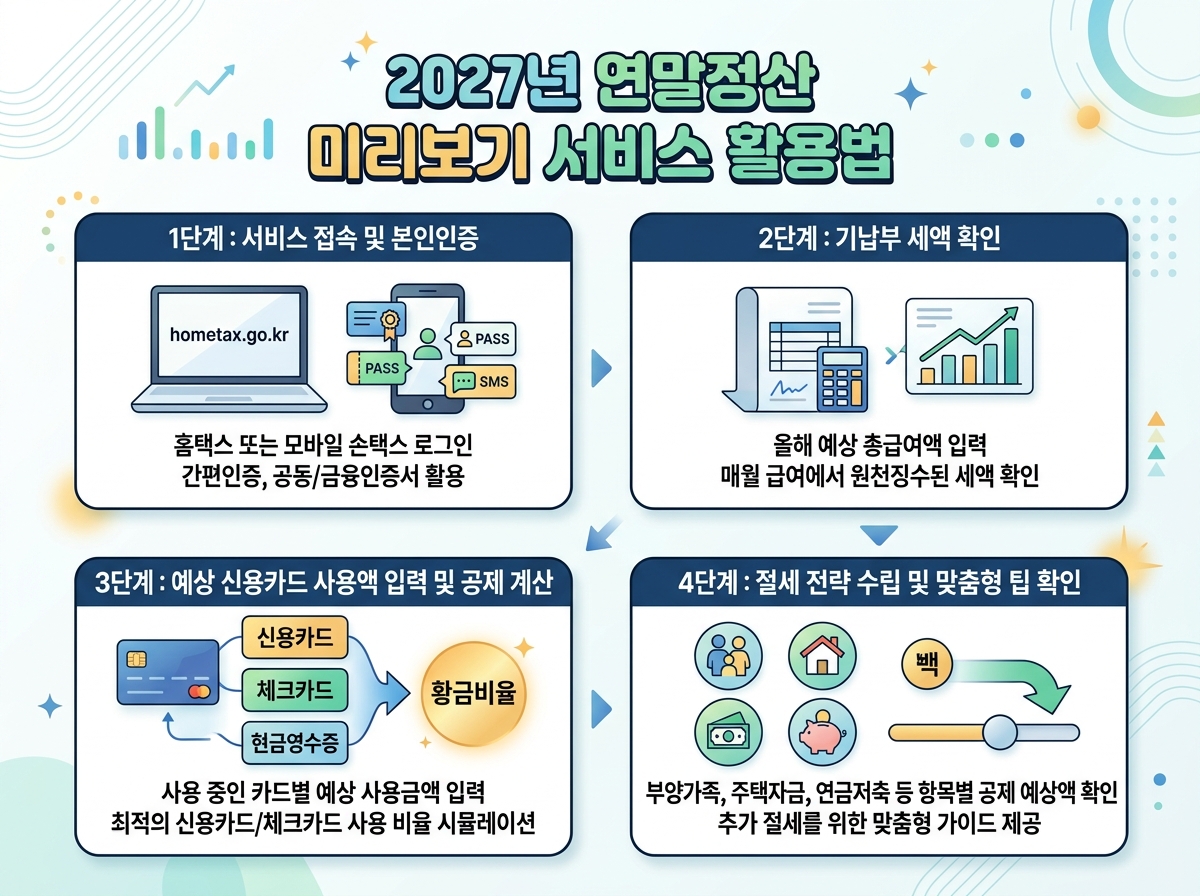 직장인 2027년 연말정산 미리보기 서비스 활용법 설명 이미지