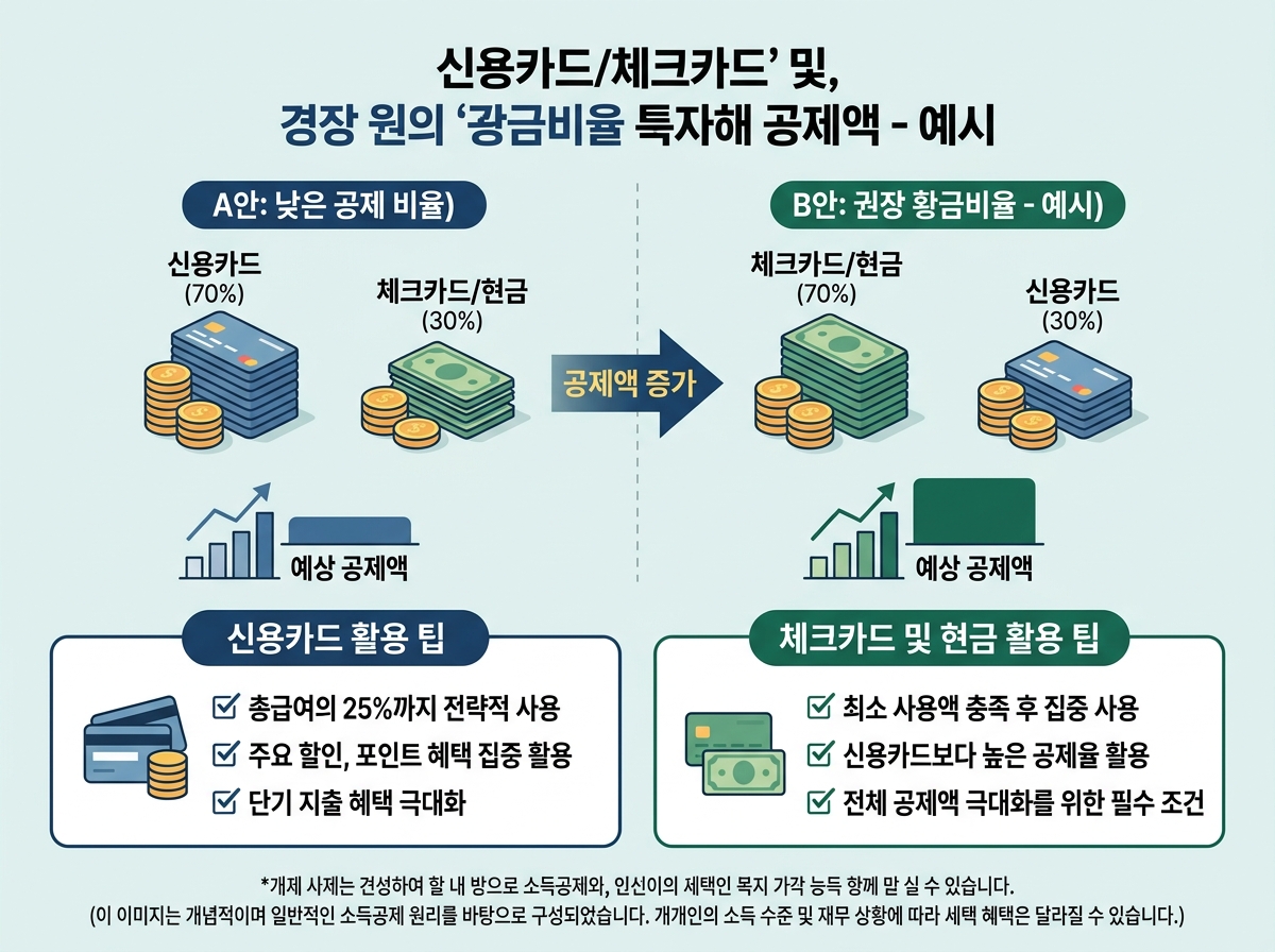 소득공제 극대화하는 신용카드와 체크카드 황금비율 설명 이미지