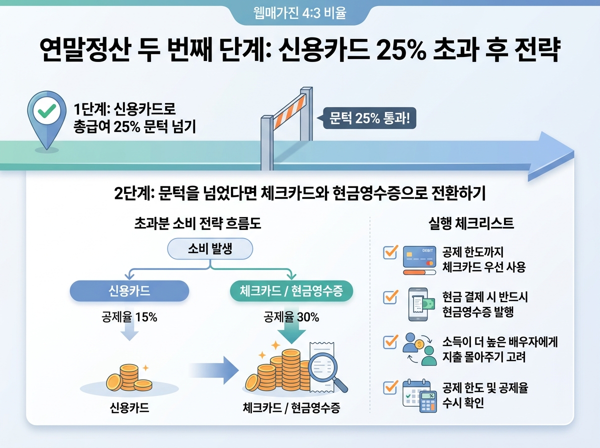 두 번째 단계: 문턱을 넘었다면 체크카드와 현금영수증으로 전환하기 설명 이미지