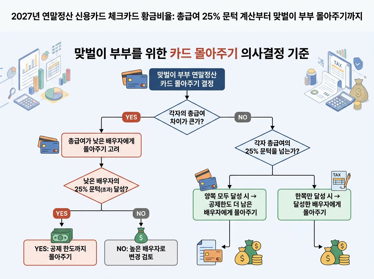 맞벌이 부부를 위한 카드 몰아주기 의사결정 기준 설명 이미지