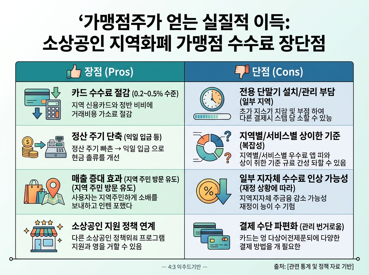 가맹점주가 얻는 실질적 이득: 소상공인 지역화폐 가맹점 수수료 장단점 설명 이미지