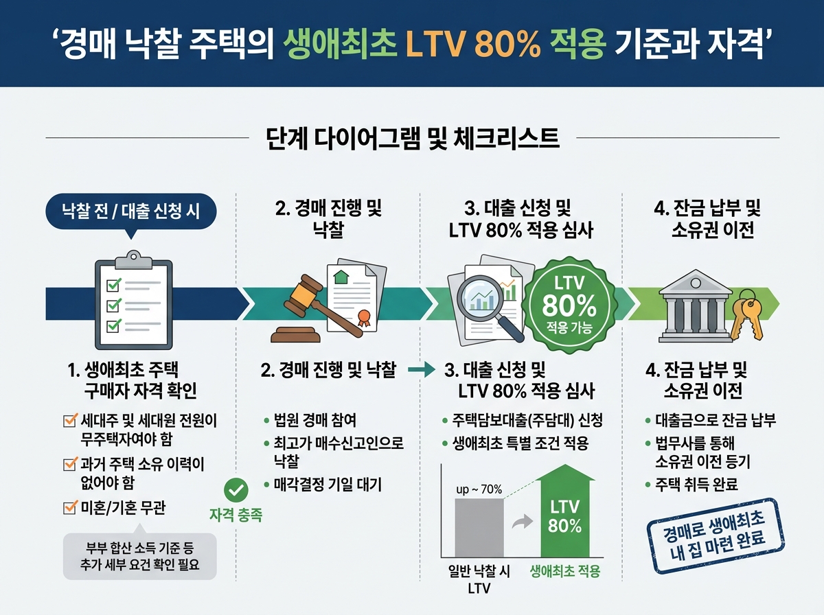 경매 낙찰 주택의 생애최초 LTV 80% 적용 기준과 자격 설명 이미지