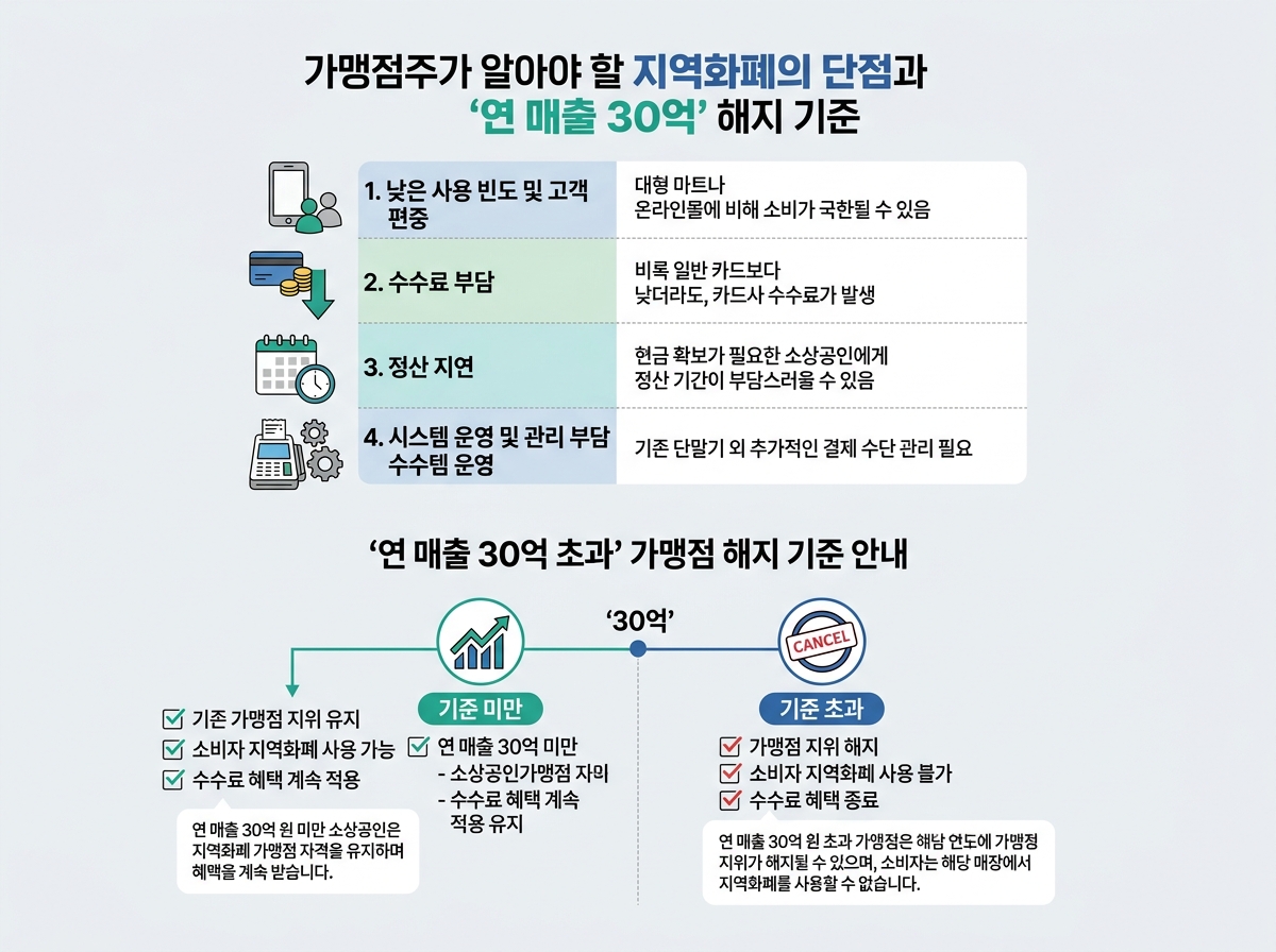 가맹점주가 알아야 할 지역화폐의 단점과 '연 매출 30억' 해지 기준 설명 이미지
