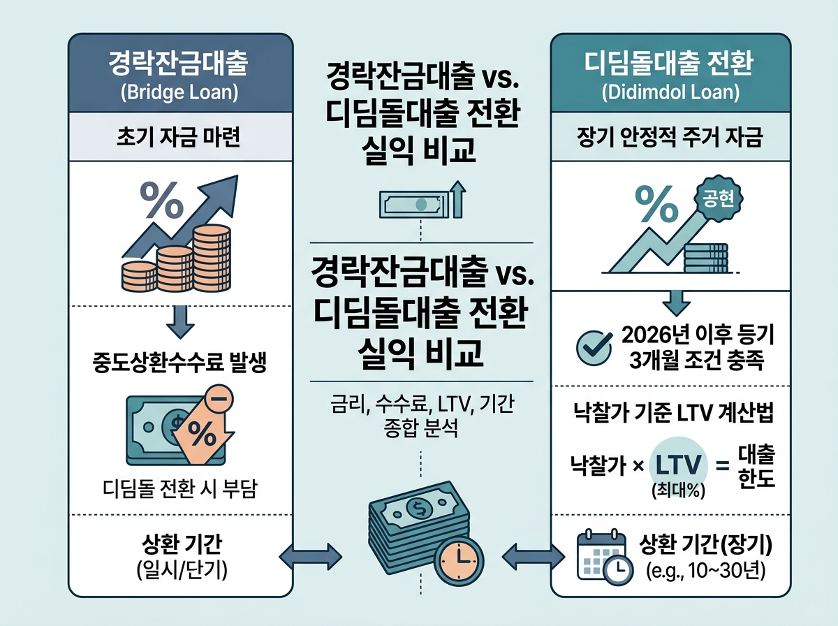 경락잔금대출 중도상환수수료와 디딤돌대출 전환 실익 비교 설명 이미지