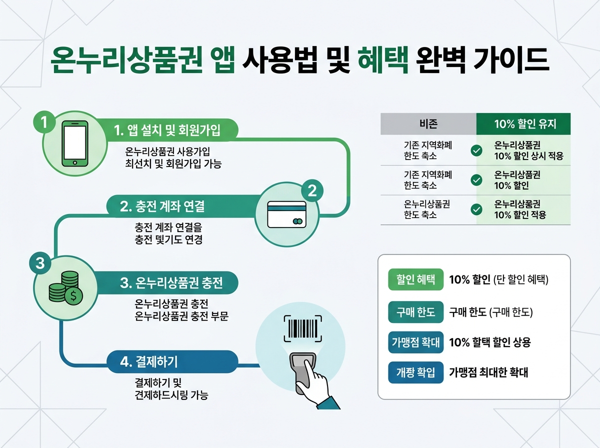 대안 1: 10% 할인 유지하는 온누리상품권 앱 사용법과 혜택 설명 이미지