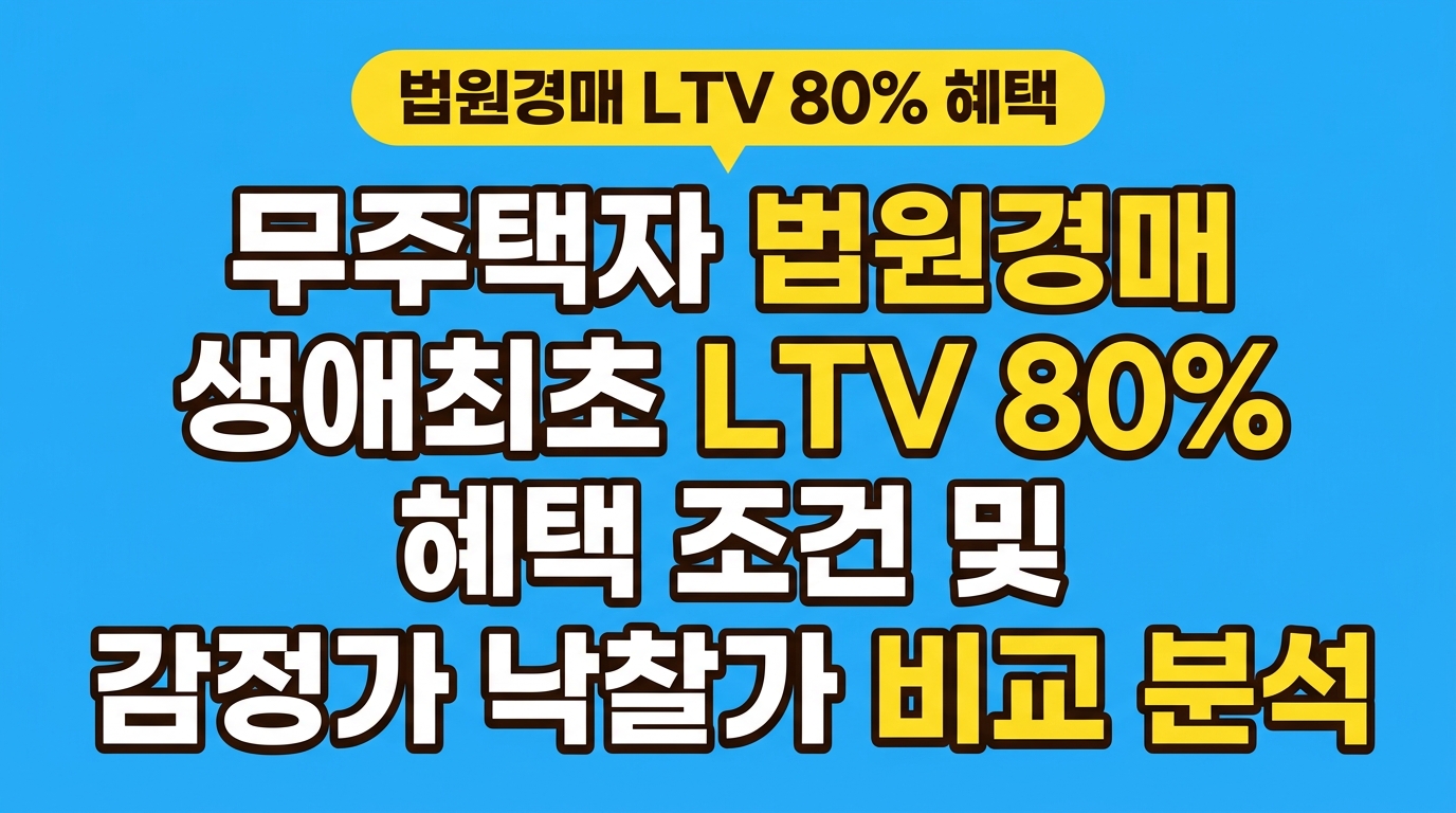 무주택자 법원경매 생애최초 LTV 80% 혜택 조건 및 감정가 낙찰가 비교 분석 대표 이미지