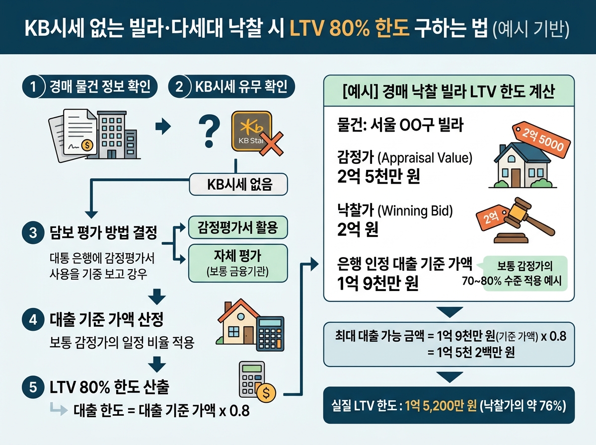 KB시세 없는 빌라·다세대 낙찰 시 LTV 80% 한도 구하는 법 설명 이미지