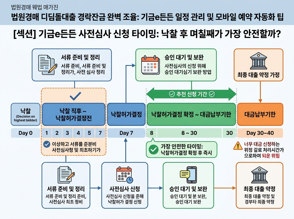 기금e든든 사전심사 신청 타이밍: 낙찰 후 며칠째가 가장 안전할까? 설명 이미지