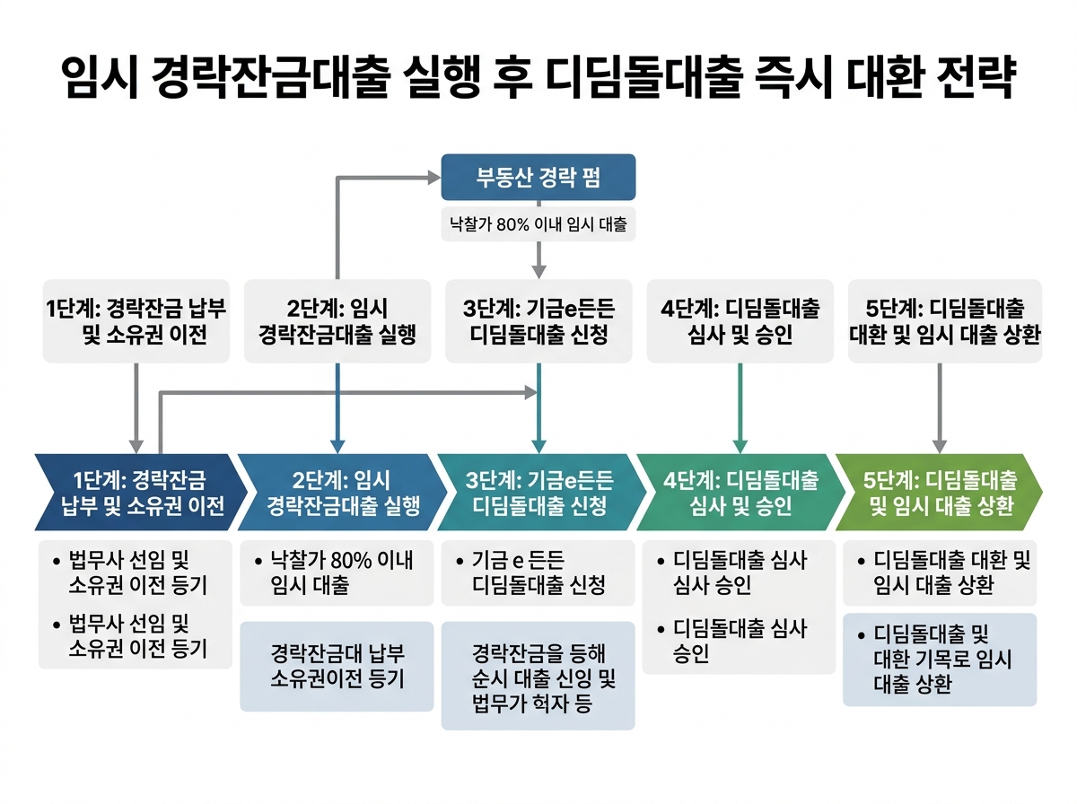 임시 경락잔금대출 실행 후 디딤돌대출 즉시 대환 전략 설명 이미지