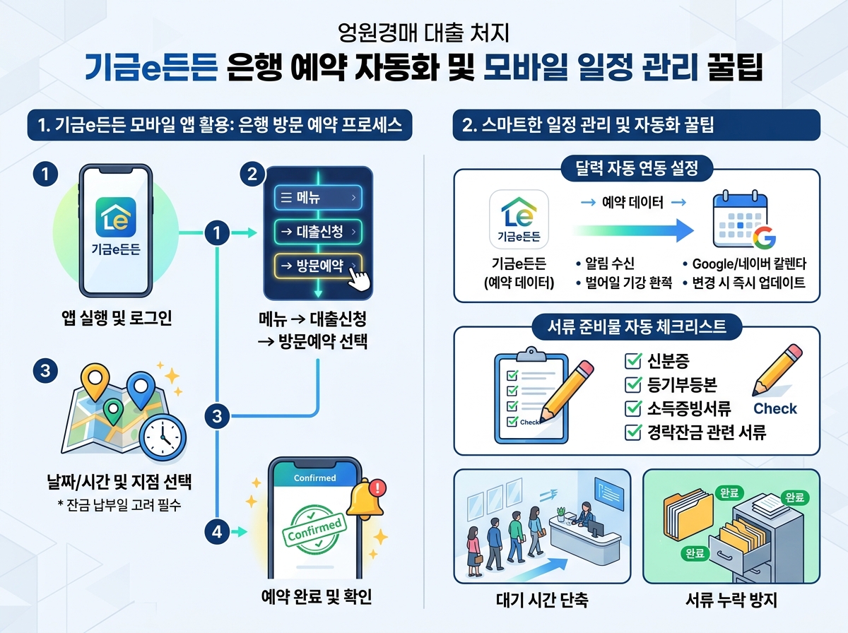 기금e든든 은행 예약 자동화 및 모바일 일정 관리 꿀팁 설명 이미지