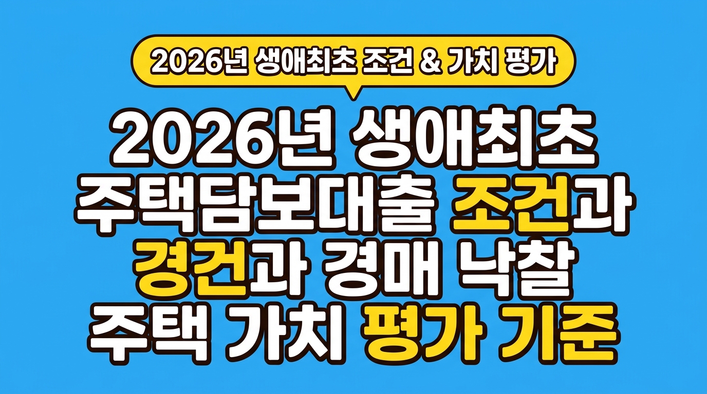 2026년 생애최초 주택담보대출 조건과 경매 낙찰 주택 가치 평가 기준 대표 이미지