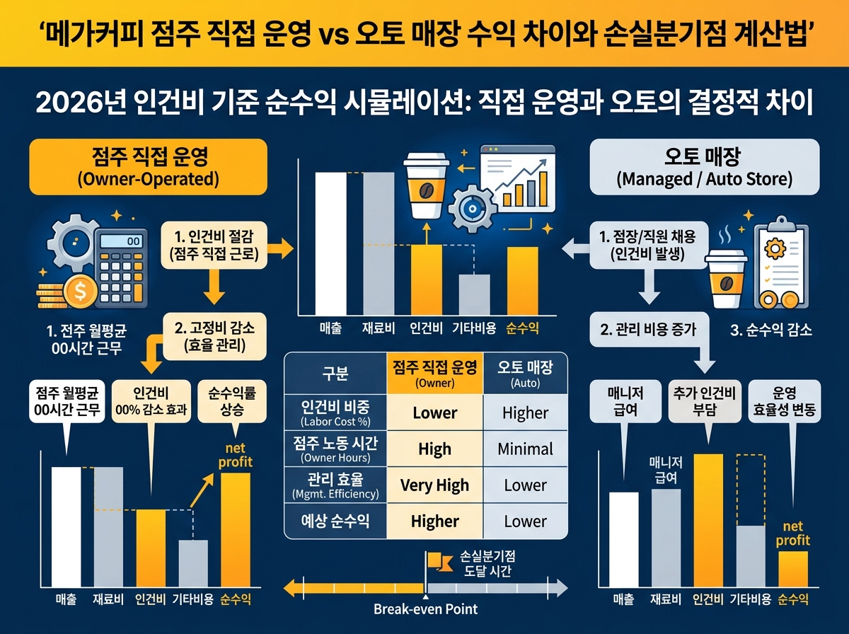2026년 인건비 기준 순수익 시뮬레이션: 직접 운영과 오토의 결정적 차이 설명 이미지