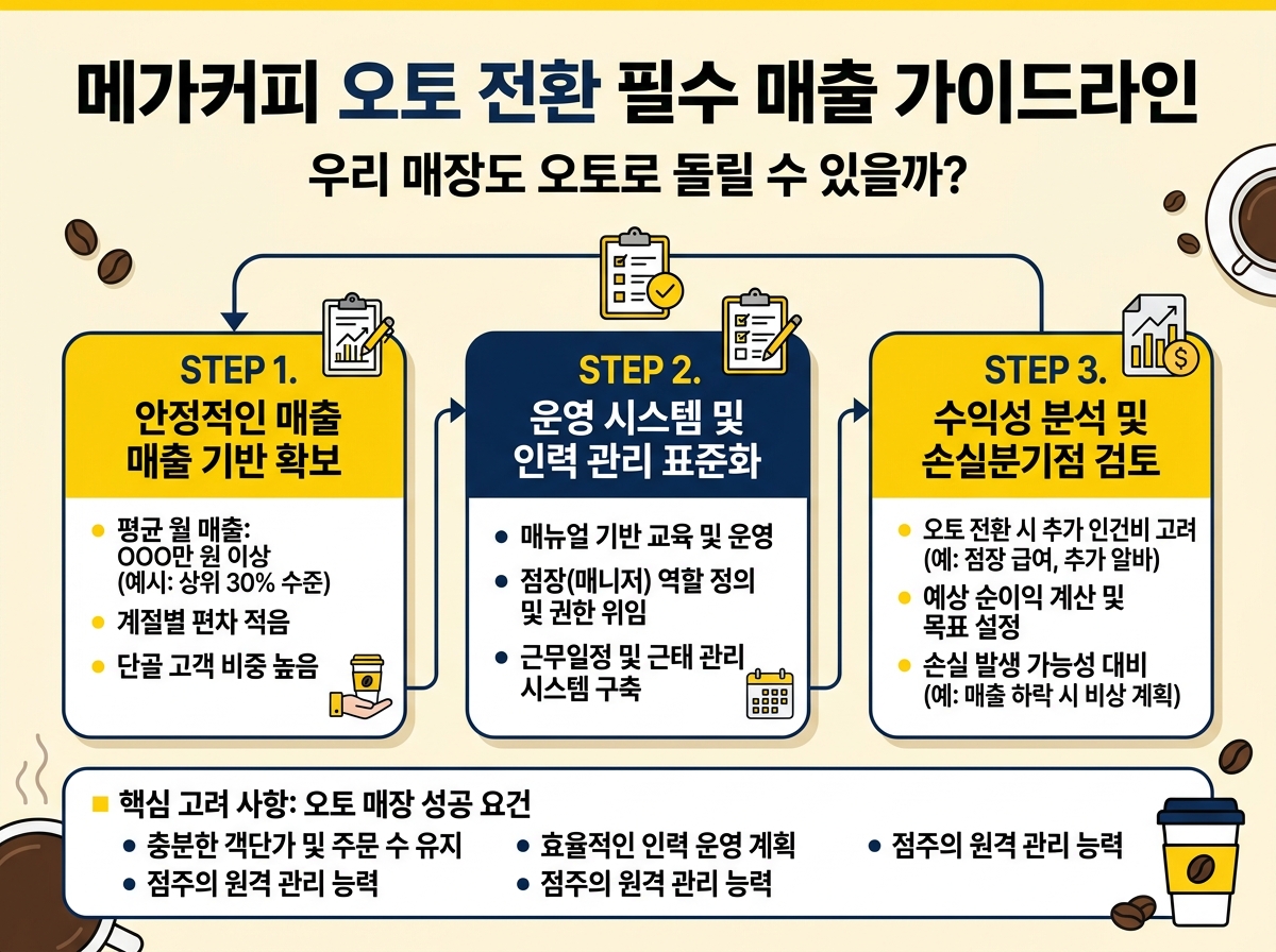 우리 매장도 오토로 돌릴 수 있을까? 오토 전환 필수 매출 가이드라인 설명 이미지