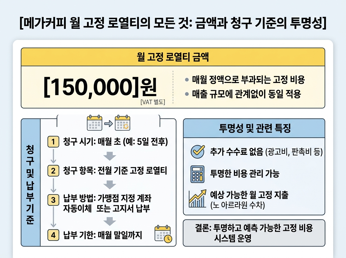메가커피 월 고정 로열티의 모든 것: 금액과 청구 기준의 투명성 설명 이미지