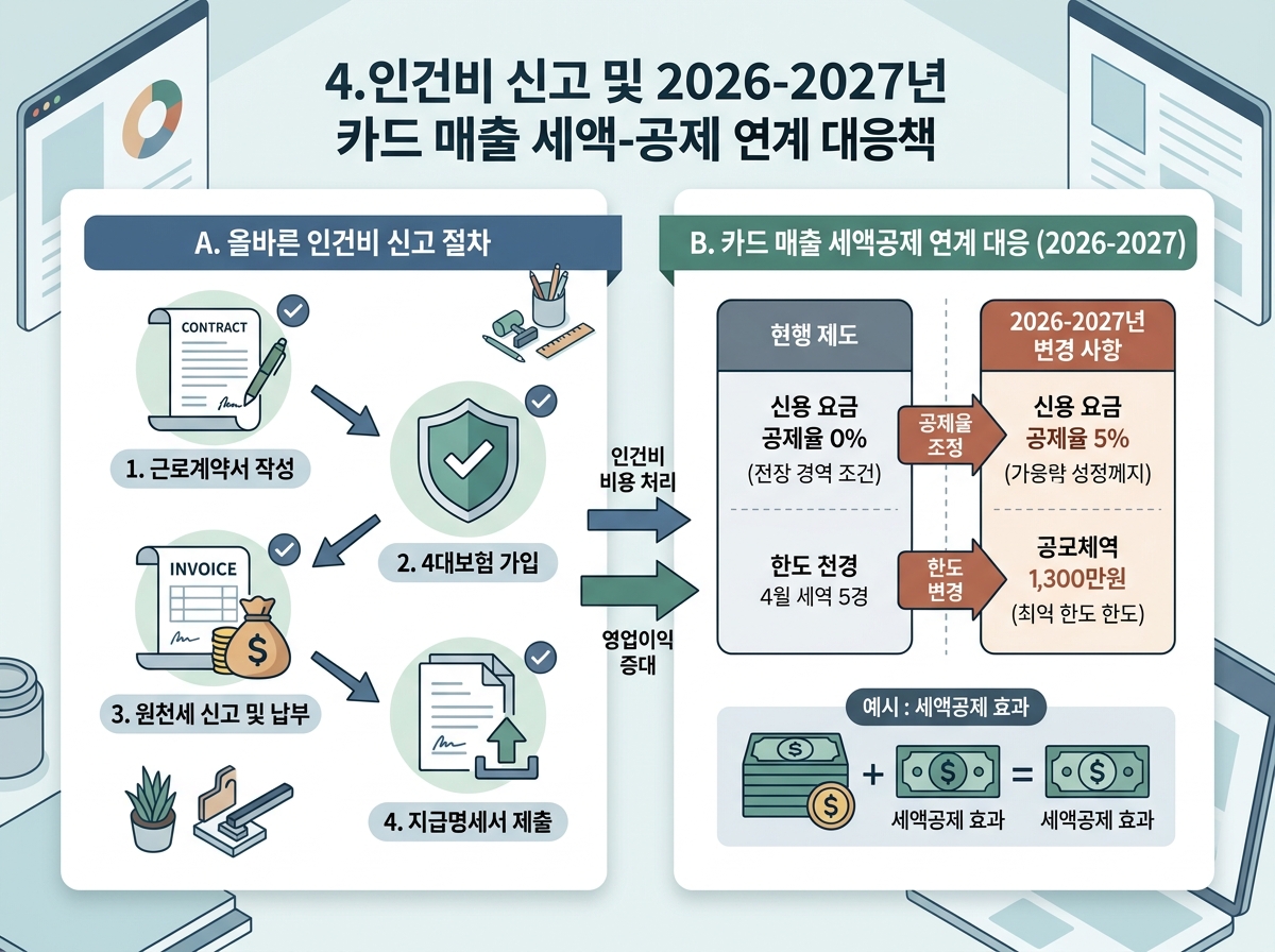 4. 인건비 신고 및 2026-2027년 카드 매출 세액공제 연계 대응책 설명 이미지