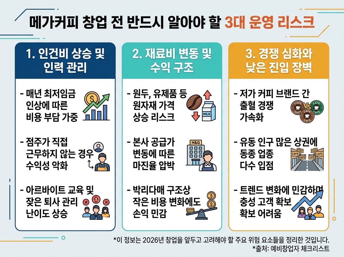 메가커피 창업 전 반드시 알아야 할 3대 운영 리스크 설명 이미지