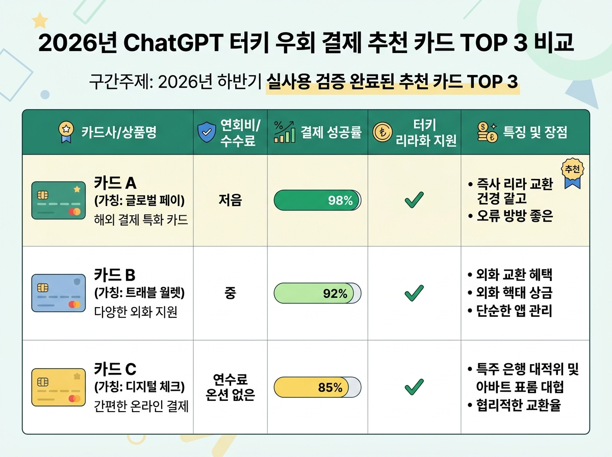 2026년 하반기 실사용 검증 완료된 추천 카드 TOP 3 설명 이미지