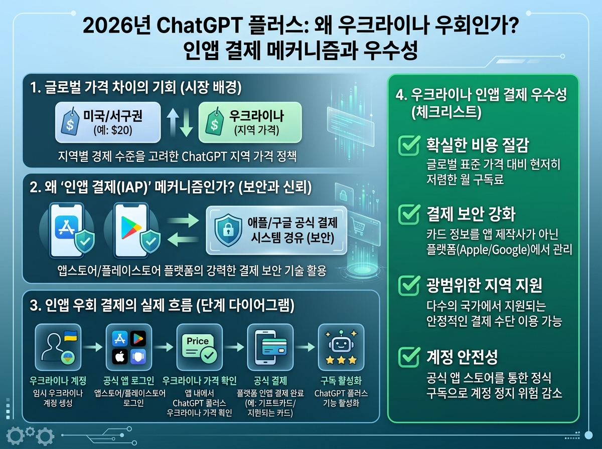 왜 우크라이나 우회인가? 인앱 결제 메커니즘과 우수성 설명 이미지