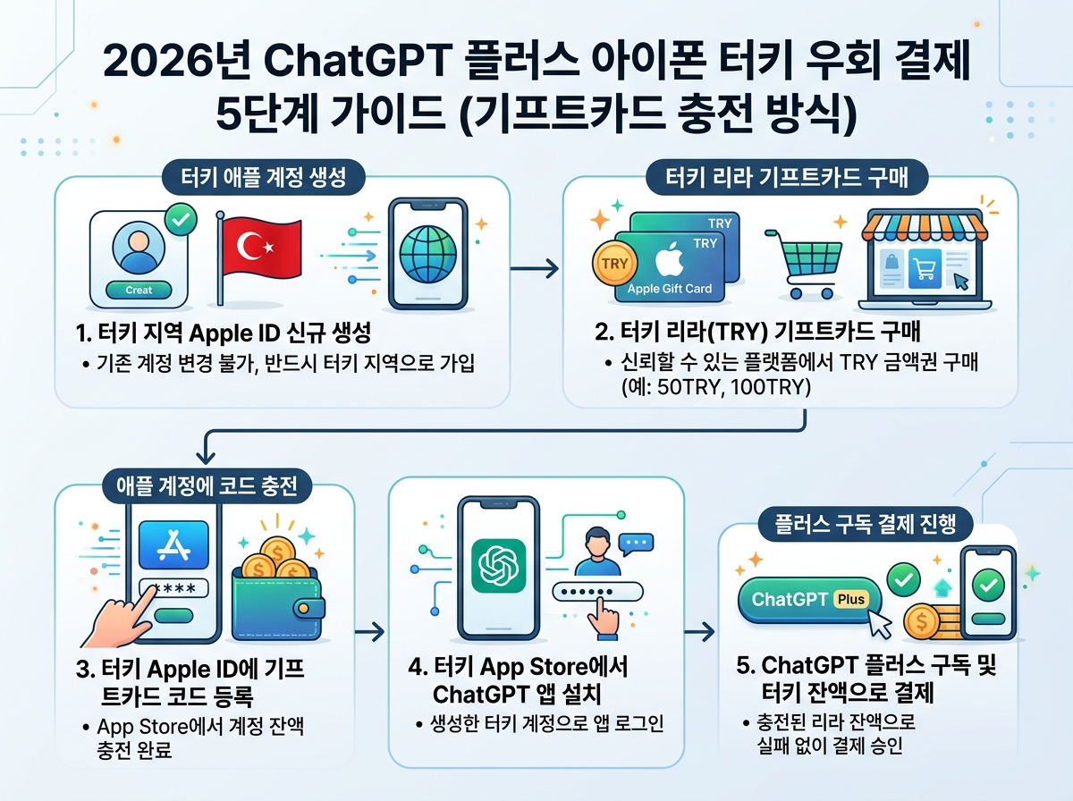 아이폰 ChatGPT 우회 결제 5단계 가이드 (기프트카드 충전 방식) 설명 이미지