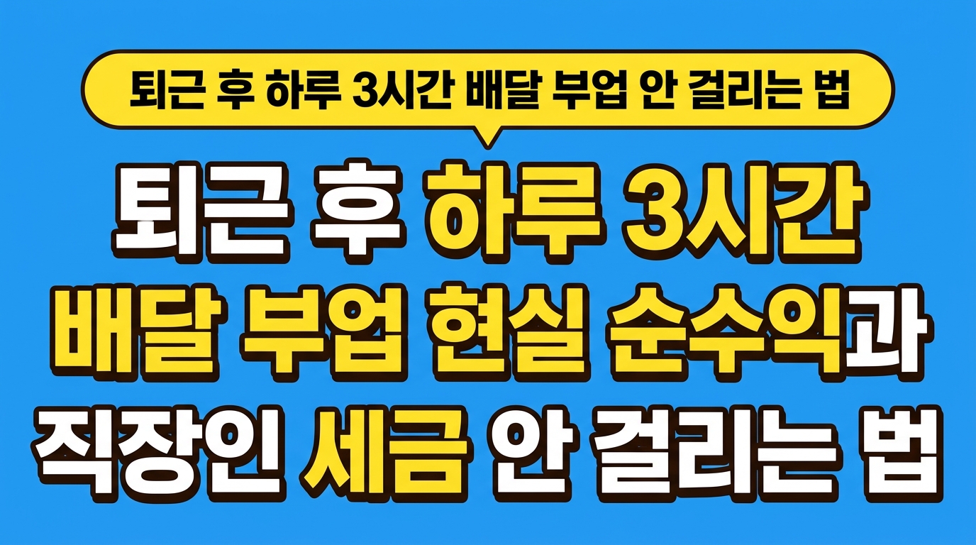 퇴근 후 하루 3시간 배달 부업 현실 순수익과 직장인 세금 안 걸리는 법 대표 이미지