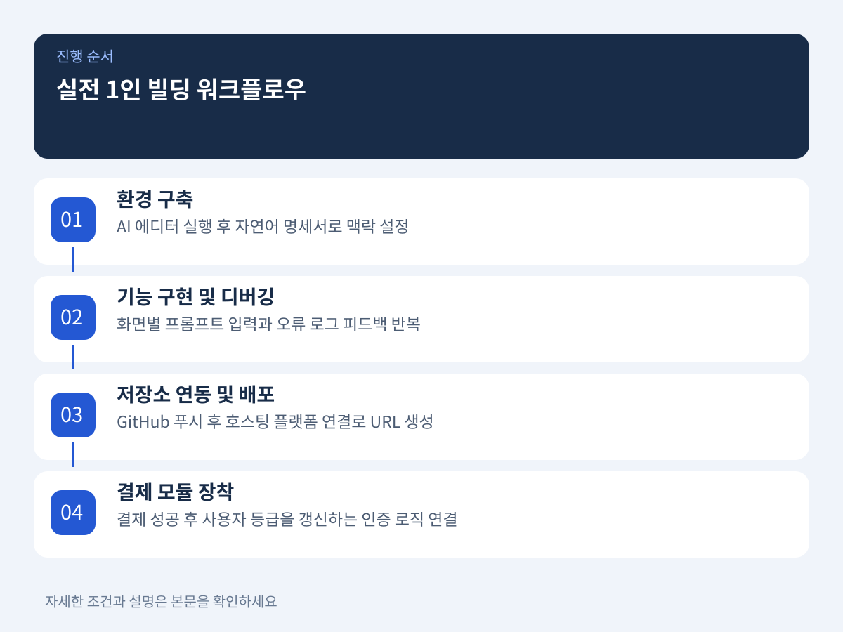 기획부터 호스팅까지: 실전 1인 빌딩 워크플로우와 도구 조합 설명 이미지
