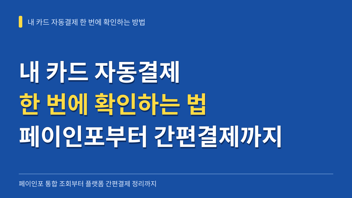 내 카드 자동결제 한 번에 확인하는 방법: 페이인포 조회부터 간편결제 정리까지 대표 이미지