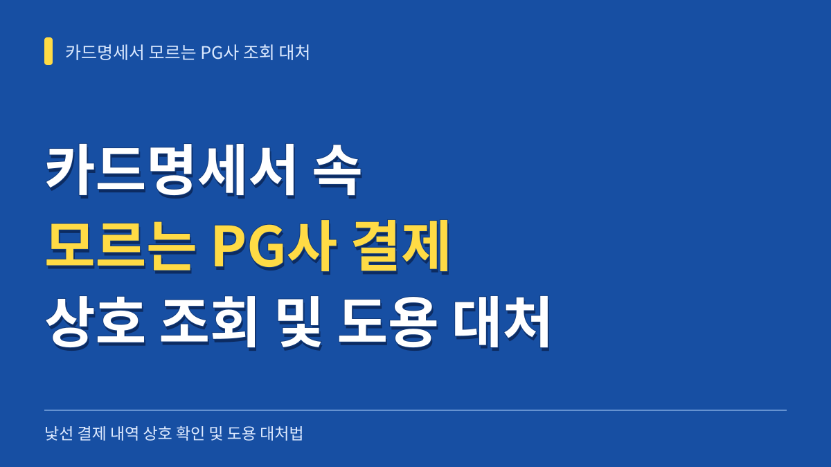 카드명세서 모르는 결제 PG사 상호 조회 방법과 도용 대처 절차 대표 이미지
