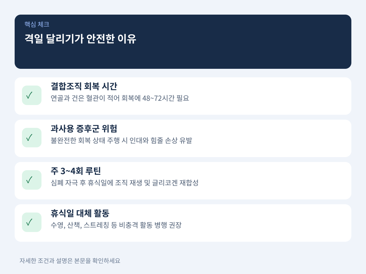 매일 달리기보다 격일 달리기가 관절 건강에 더 안전한 이유는 무엇일까 설명 이미지