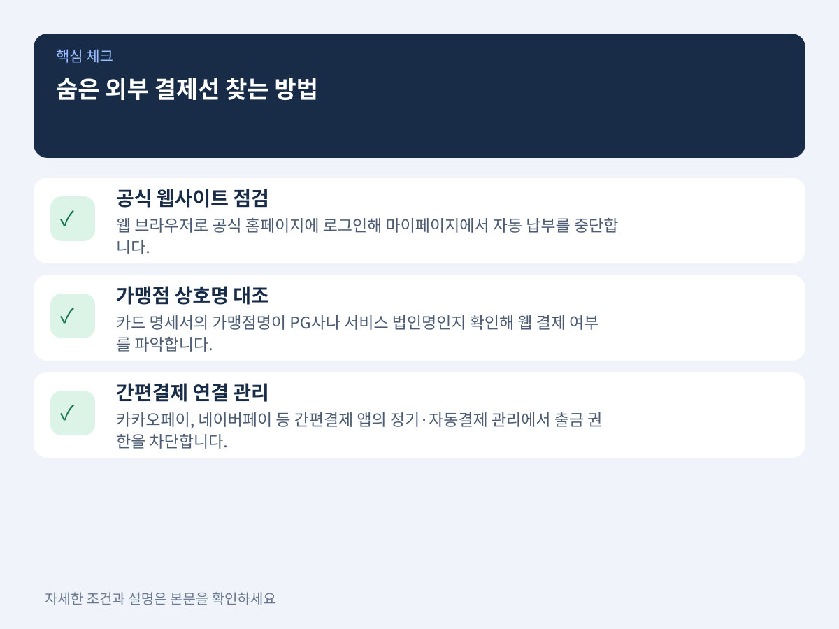 스토어 구독 내역에 없는 숨은 외부 결제선은 어떻게 찾아내는가 설명 이미지