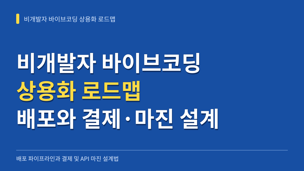 비개발자 바이브코딩 상용화 로드맵: 배포 파이프라인과 결제 및 API 마진 설계법 대표 이미지