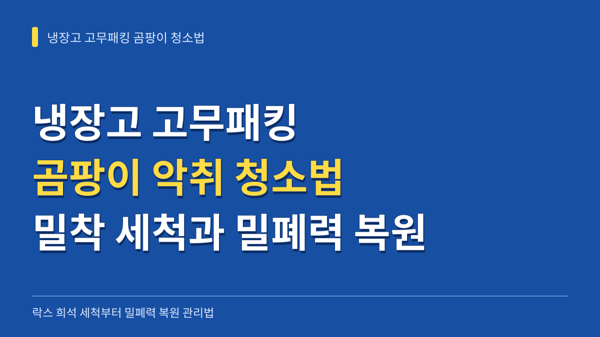 냉장고 고무패킹 곰팡이 냄새 청소법: 락스 희석 비율부터 변형 없는 밀착 세척과 밀폐력 복원까지 대표 이미지